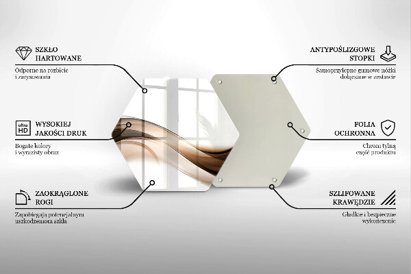 Skärbräda glas sexhörning Abstrakta bruna linjer