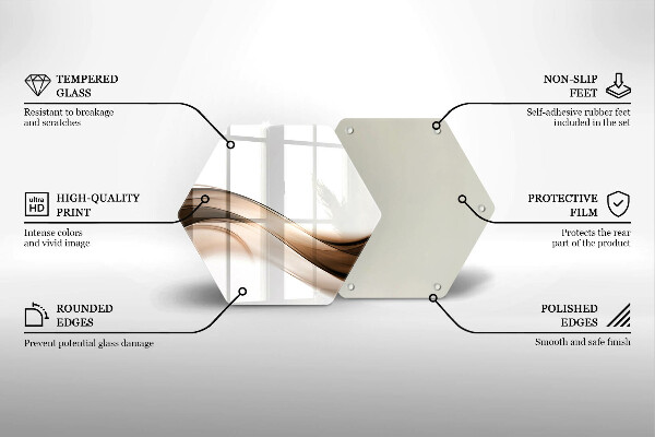 Skärbräda glas sexhörning Abstrakta bruna linjer