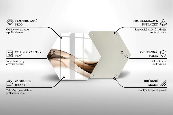 Skärbräda glas sexhörning Abstrakta bruna linjer