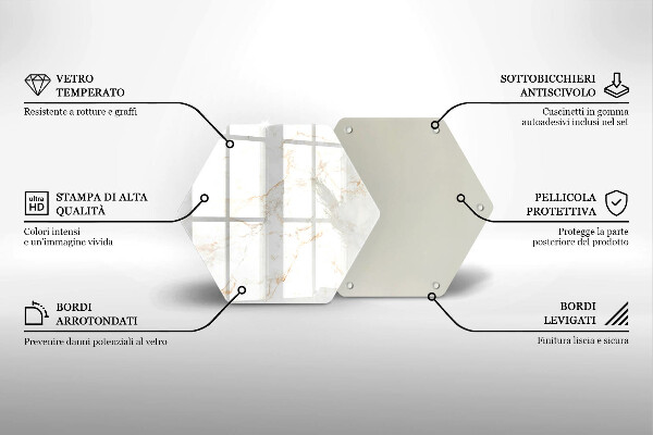 Skärbräda glas sexhörning Dekorativ marmorsten
