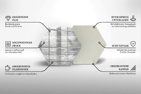 Skärbräda glas sexhörning Gamla träskivor