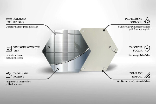 Skärbräda glas sexhörning Metall abstraktionsmönster