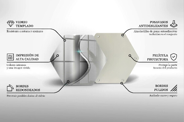 Skärbräda glas sexhörning Abstrakt silvermetall