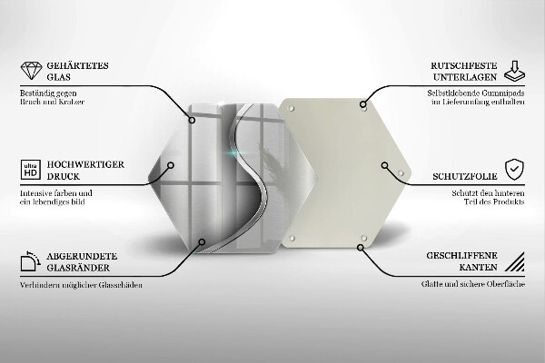 Skärbräda glas sexhörning Abstrakt silvermetall