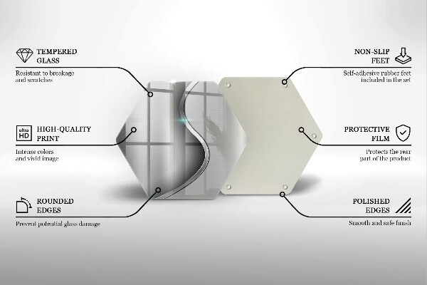 Skärbräda glas sexhörning Abstrakt silvermetall