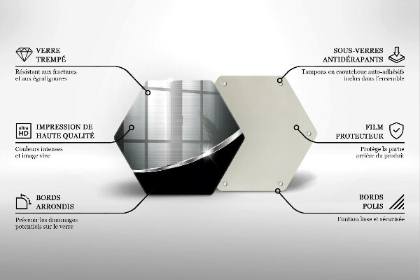 Skärbräda glas sexhörning Abstraktion med metall
