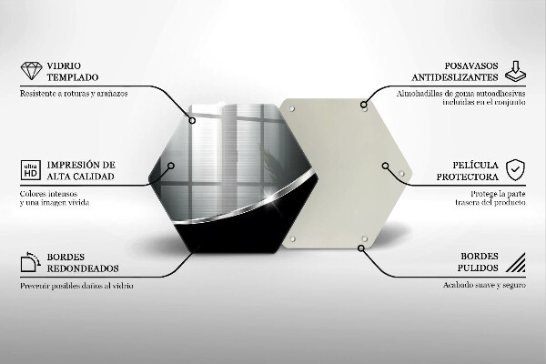 Skärbräda glas sexhörning Abstraktion med metall