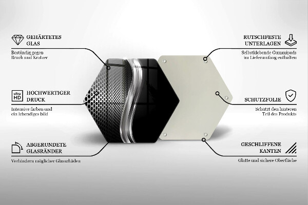Skärbräda glas sexhörning Metallstruktur