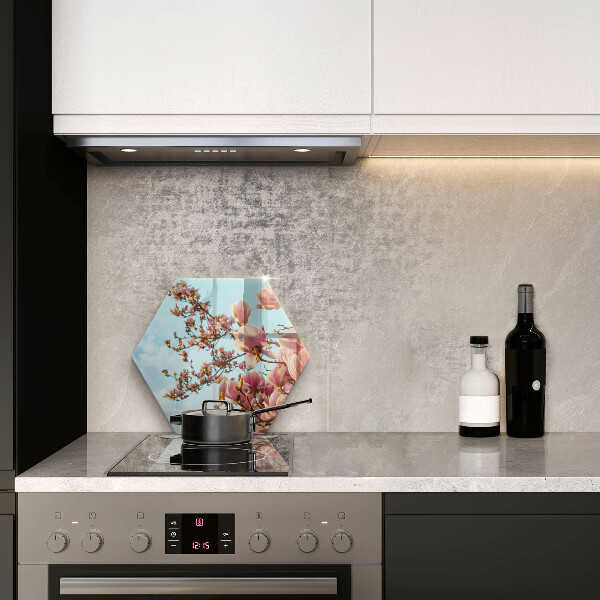 Skärbräda glas sexhörning Rosa blommor träd