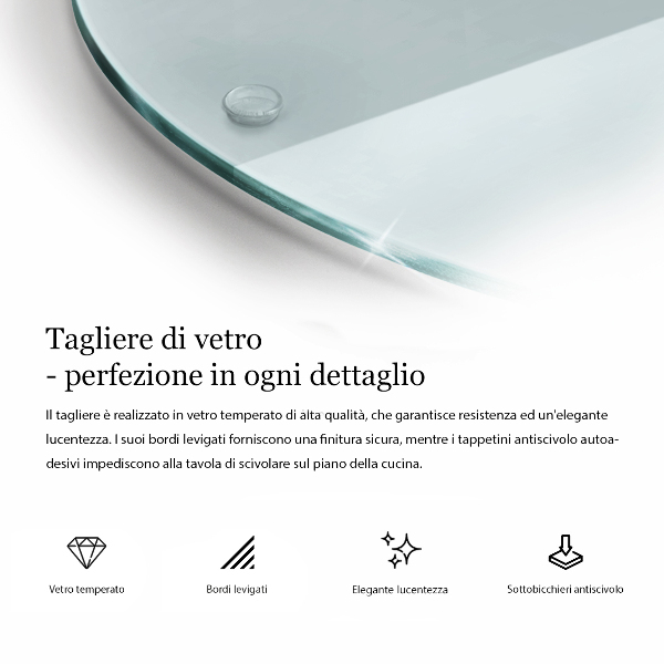 Skärbräda glas transparent fi40 cm