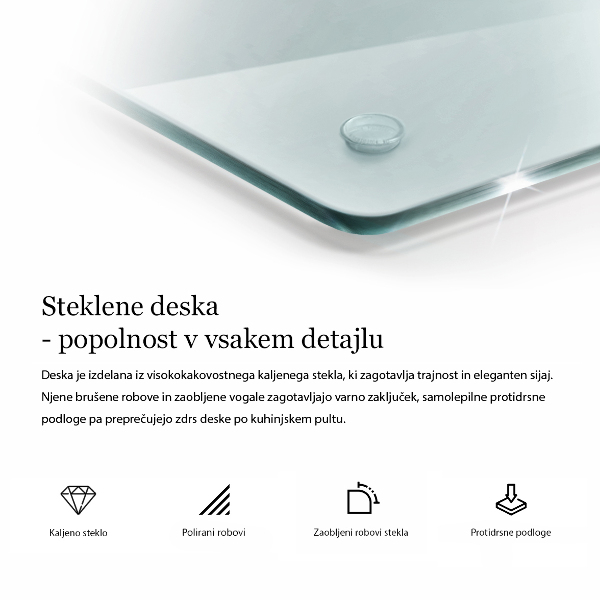 Skärbräda glas transparent 52x30 cm