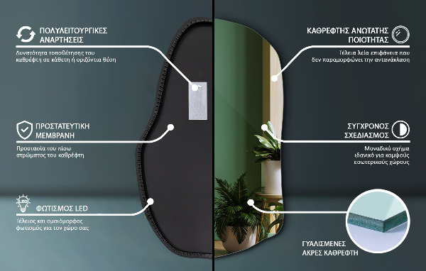 Spegel organisk form unik 100x65 cm