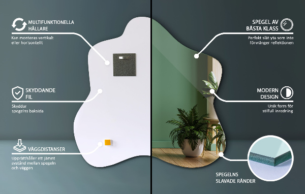 Spegel i form av en fläck unik 48x48 cm