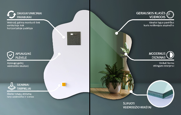 Spegel i form av en fläck unik 77x77 cm