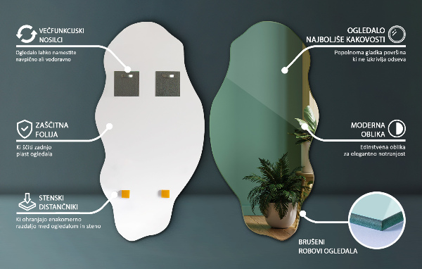 Spegel organisk form fläck 40x80