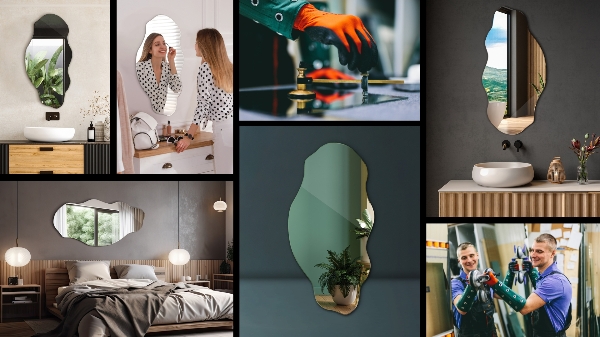 Spegel organisk form fläck modern 50x100