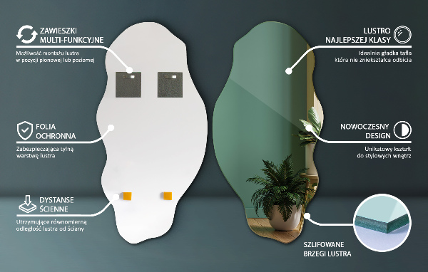 Spegel organisk form fläck modern 50x100