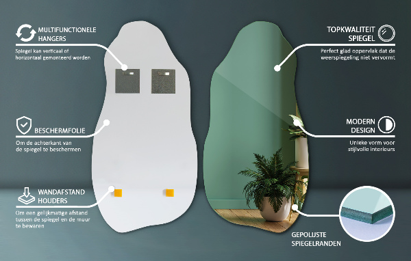 Asymmetrisk spegel fläck 40x80