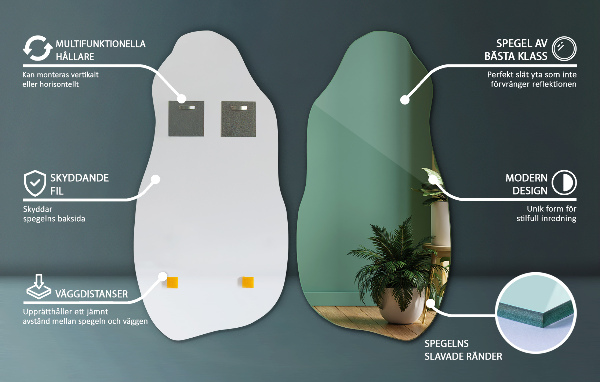 Asymmetrisk spegel fläck modern 45x90