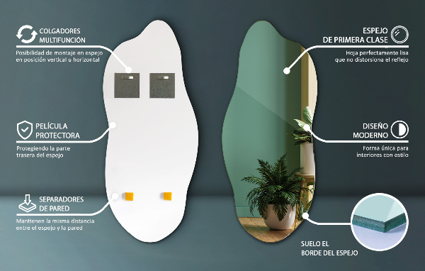 Oregelbunden spegel elegant accessoar 45x100 cm