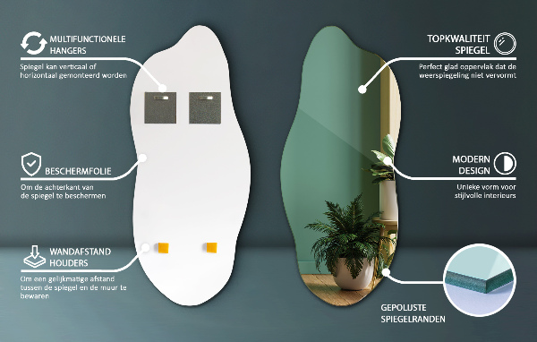 Oregelbunden spegel elegant accessoar 45x100 cm