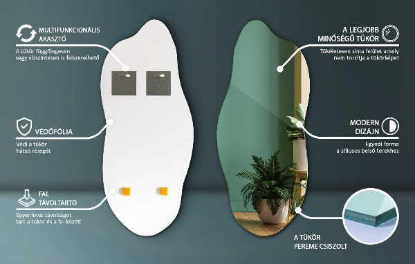 Oregelbunden spegel elegant accessoar 45x100 cm