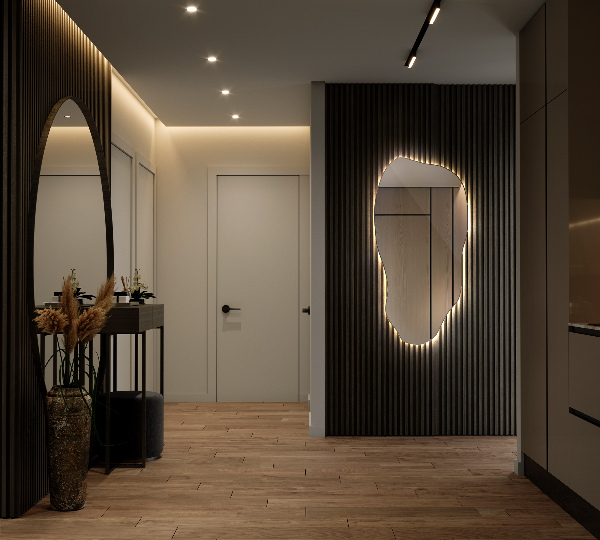 Asymmetrisk spegel fläck original med led belysning 40x80 cm