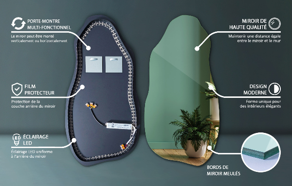 Asymmetrisk spegel fläck original med led belysning 40x80 cm