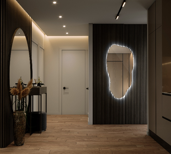 Asymmetrisk spegel fläck med led belysning 50x100 cm