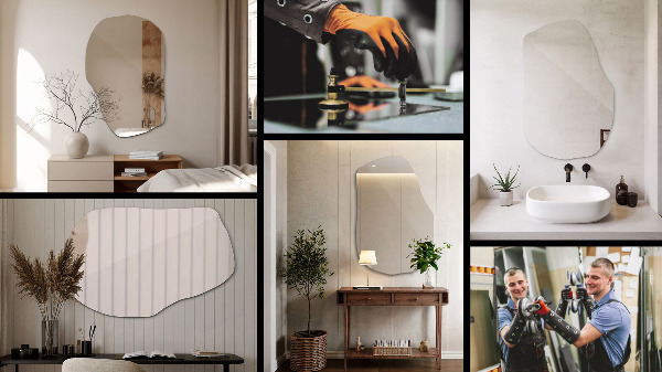 Spegel organisk form modern 100x65 cm