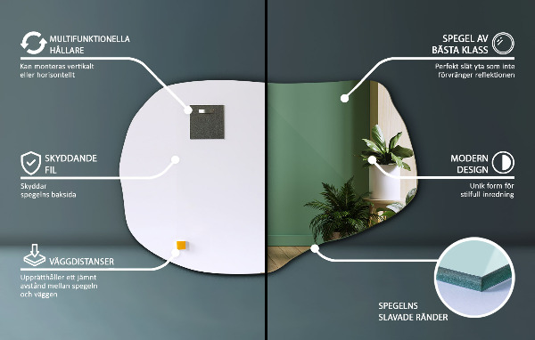 Spegel organisk form modern 80x52 cm