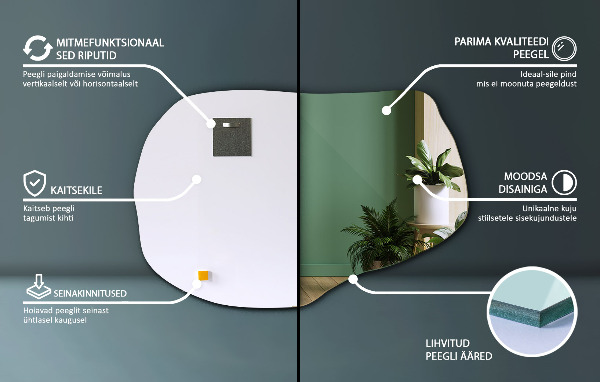 Spegel organisk form modern 80x52 cm