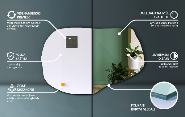Asymmetrisk spegel unik 90x59 cm