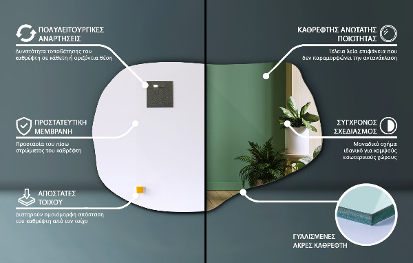 Asymmetrisk spegel unik 90x59 cm