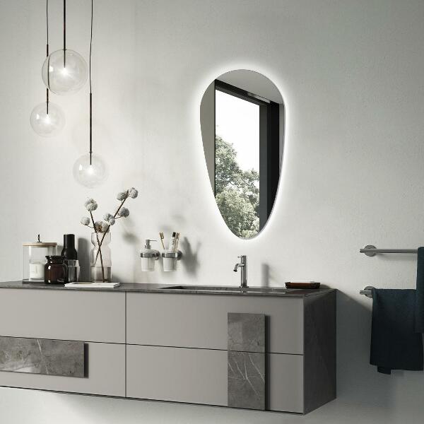 Spegel droppe med led belysning 40x80 cm