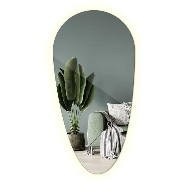 Droppformad spegel med led 45x90 cm