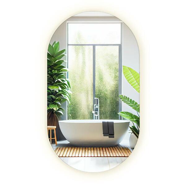 Oval spegel med belysning 40x70 cm