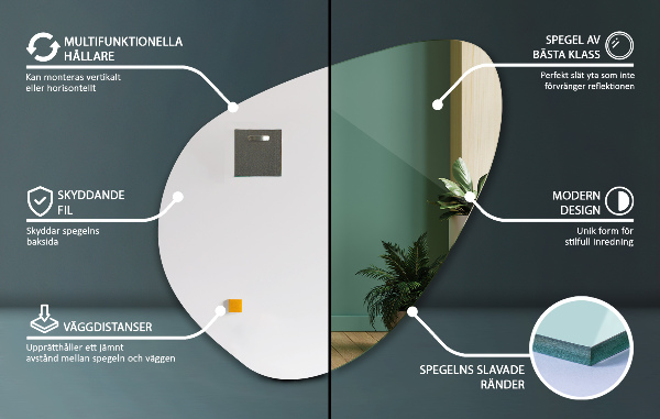 Spegel organisk form badrum 48x48 cm