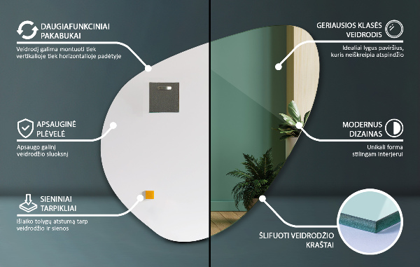 Spegel organisk form elegant 68x67 cm