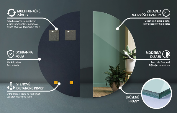 Spegel halvcirkel 25x50 cm