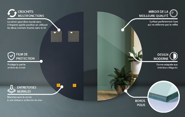 Spegel halvcirkel 30x60 cm