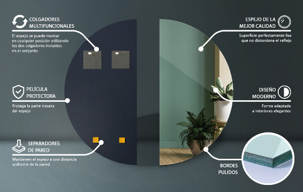 Spegel halvcirkel 30x60 cm