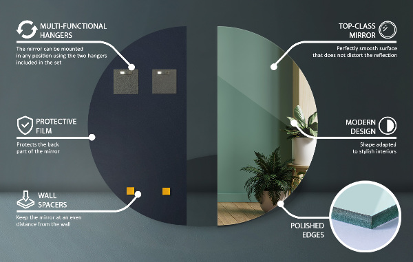 Spegel halvcirkel 35x70 cm