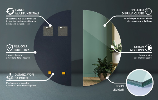 Spegel halvcirkel 40x80 cm