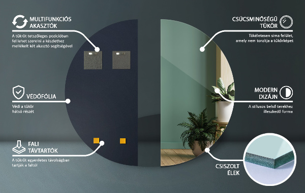 Spegel halvcirkel 45x90 cm