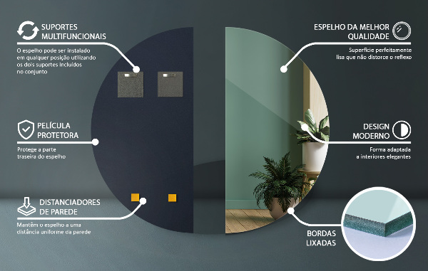 Spegel halvcirkel 50x100 cm