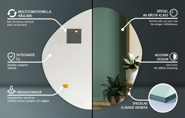 Asymmetrisk spegel spektakulär 68x67 cm