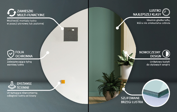 Asymmetrisk spegel spektakulär 68x67 cm