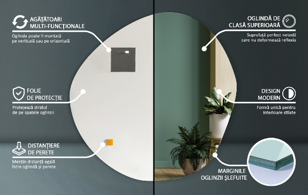 Asymmetrisk spegel minimalistisk 87x86 cm