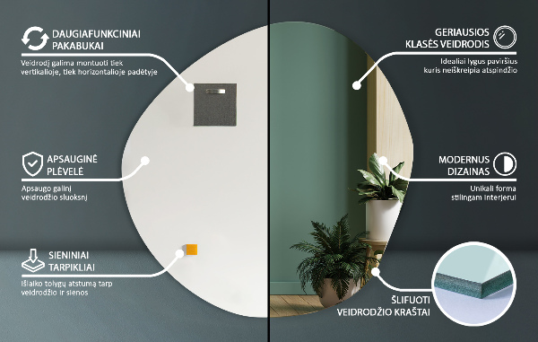 Asymmetrisk spegel minimalistisk 87x86 cm